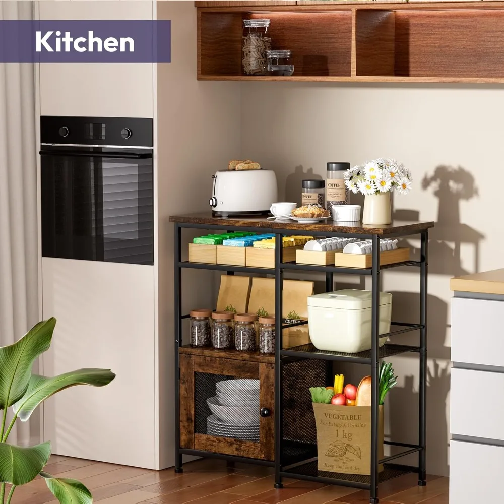 محطة خزانة بار القهوة SWTYMIKI - محطة قهوة صغيرة لبيت المزرعة مع أبواب، منظم تخزين ريفي للمطبخ، Buf