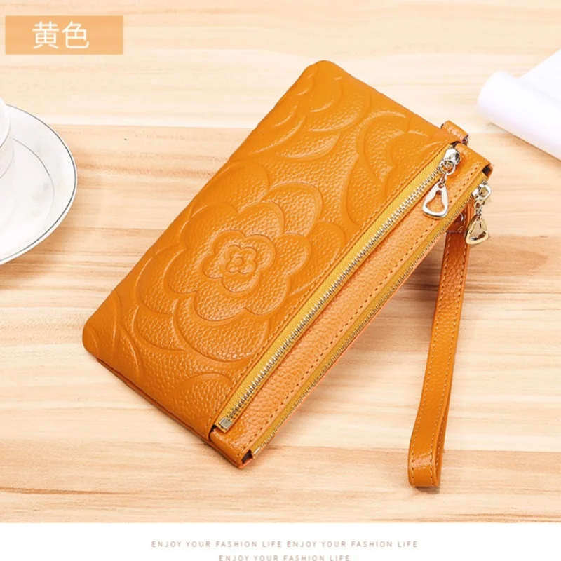 Explosive fashion leather coin purse versatile simple double layer clutch bag large capacity women's cell phone bag