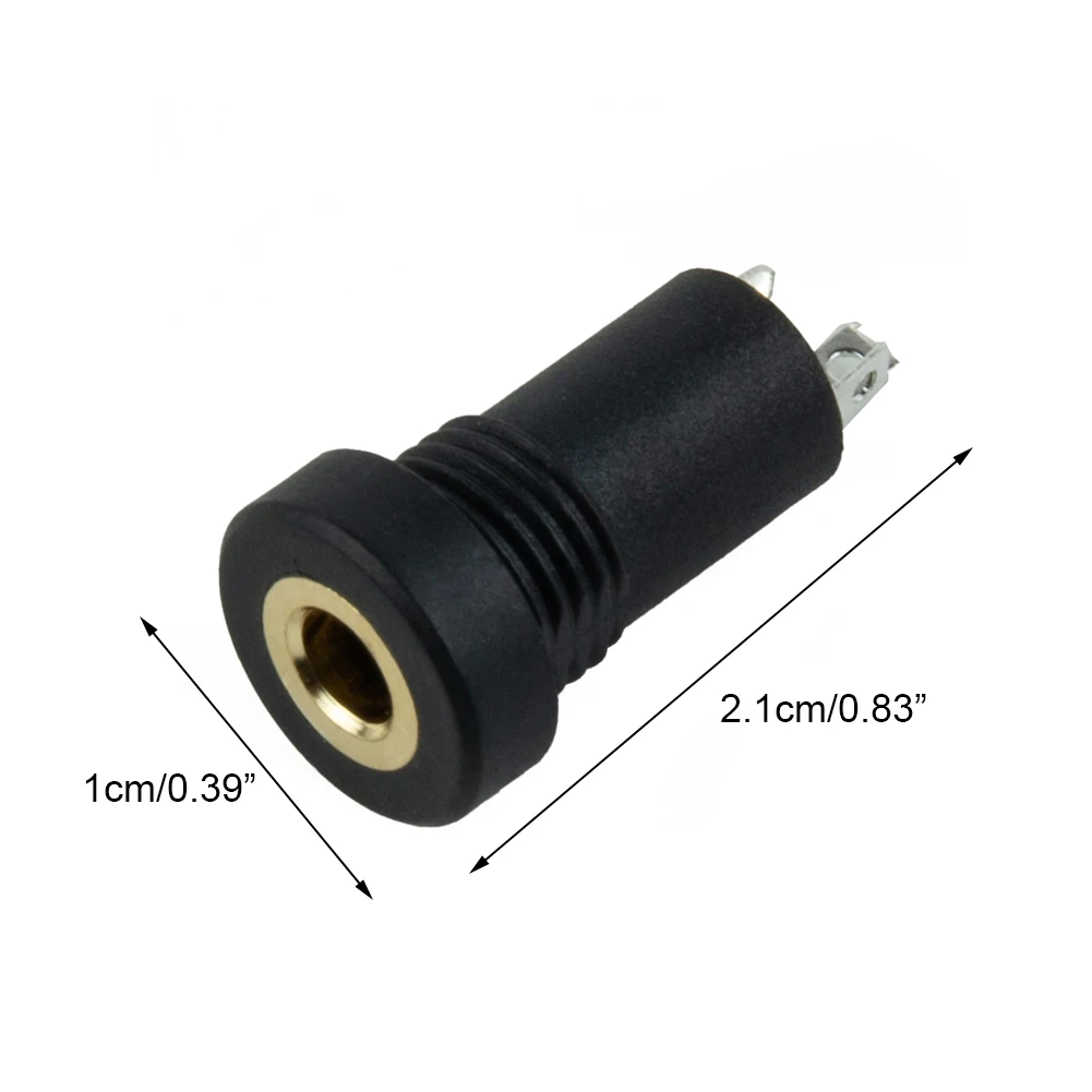 3.5MM Audio Jacks Adapter Audio Aux 2.1x1cm 3 Pole Black Chassis Gold Over Nickel Jacks Panel Socket Solde 2 Pcs