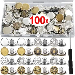 10/100Pcs Aluminiowy guzik do dżinsów Bez szycia Odpinane spodnie Metalowy guzik Regulowany napinacz talii DIY Akcesoria do naprawy odzieży