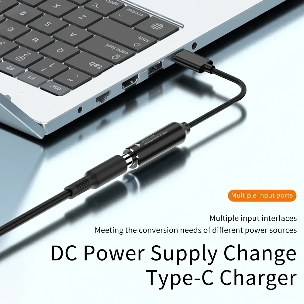 Jack daya DC 5,5X2, 5 7,4X5, 0 7,9X0, 9 4,5X3, 0 6,0X3, 7 ke USB C PD kabel pengisian Laptop cepat 65W Tipe C konverter adaptor