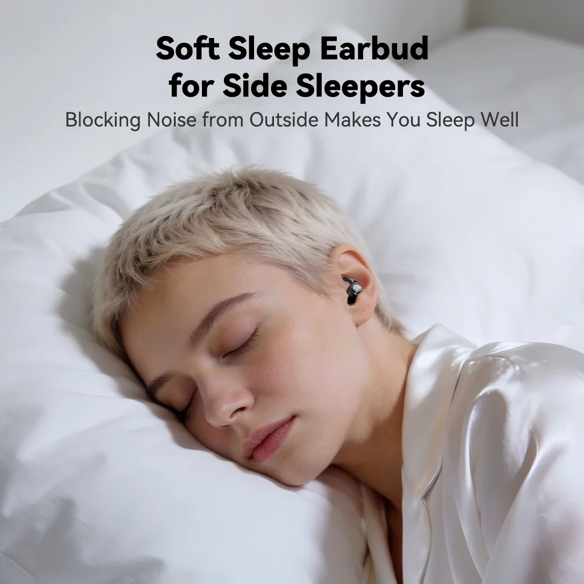 HTC NE76 Bluetooth Earphones, AI Translator Earbuds Mini Invisible Sleep Earbuds Soft Wireless Headphones Orange image 5