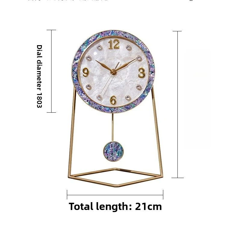 Brass Shell Table Clock Light Luxury LivingRoom Desktop Ornament Precise Natural Texture Clock Elegant Home Furnishing Timepiece