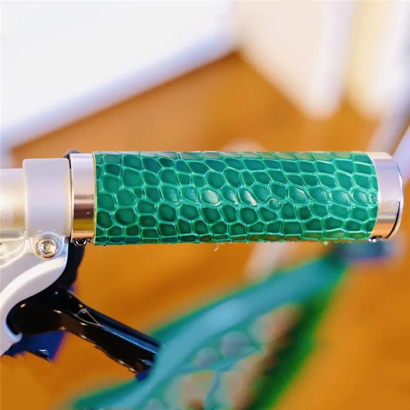 Folding bicycle grip crocodile pattern non-slip leather grip for brompton S/M hahandlebar 80 90 100 110 120mm