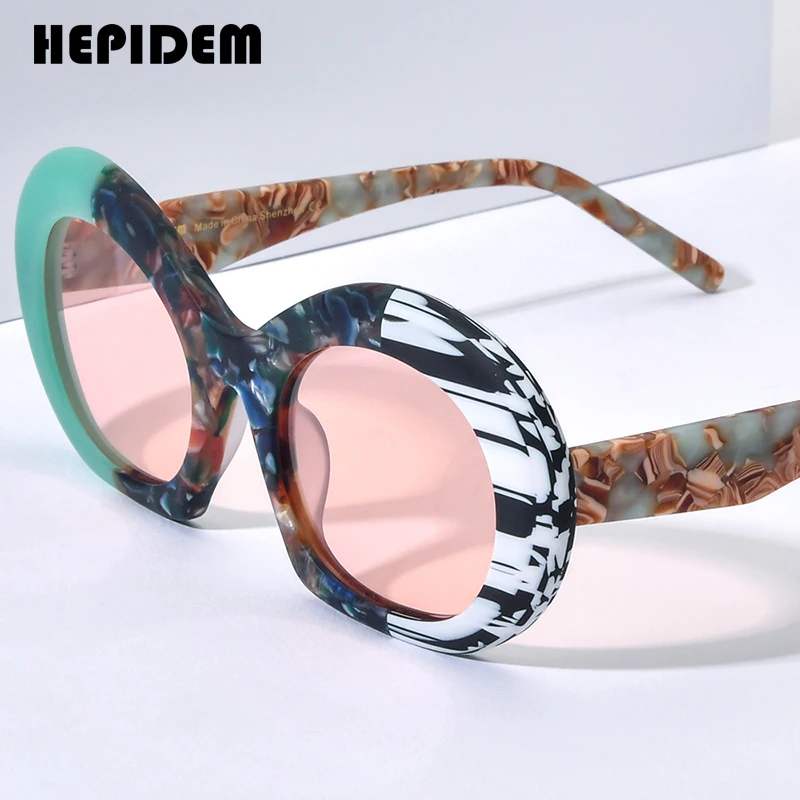 

HEPIDEM Matte Acetate Polarized Sunglasses Men 2023 Colorful Retro Trendy Design Cat Eye Sun Glasses UV400 Women Shades H9345T