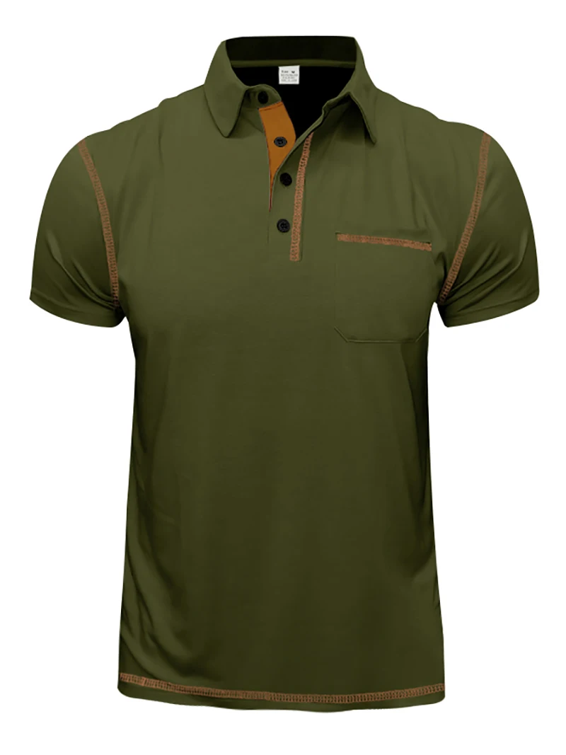 2024 Neues Sommer-Poloshirt für Herren mit Revers und Tasche, atmungsaktives Polyester, Kurzarm-Oberteil, lässige Alltags-, Büro- und Businesskleidung für Männer – Detail 17