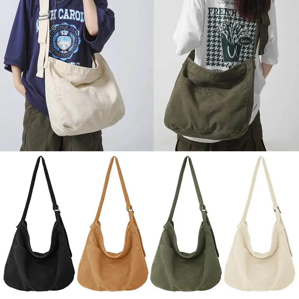 Large Capacity Crossbody Bag Canva Hobo Bag for Women and Men Casual Shoulder Tote Bag, Retro Messenger Bag