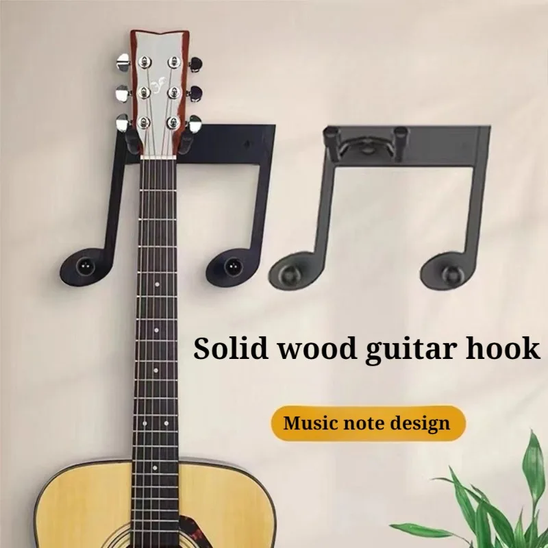 

Solid Wood Durable Guitar Hanger Wall-mounted Non-slip Stable Aesthetic Note-shaped Guitar Stand Musical Instrument Accessories