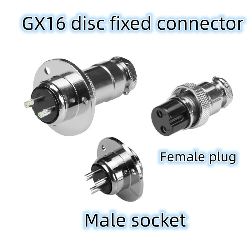 1 Set of GX16 Aviation Connector With 3-hole Flange, 16mm Round Male Plug And Female Socket, 2 3 4 5 6 7 8 9P