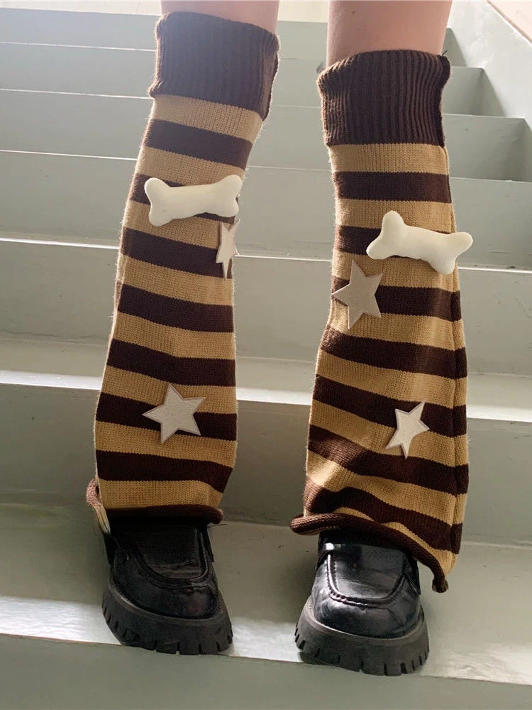 

Grunge Punk Leg Warmers Star Gothic Socks Japanese JK Lolita Harajuku Y2k Girl Leg Set Long Punk Cool Striped Socks Accessries