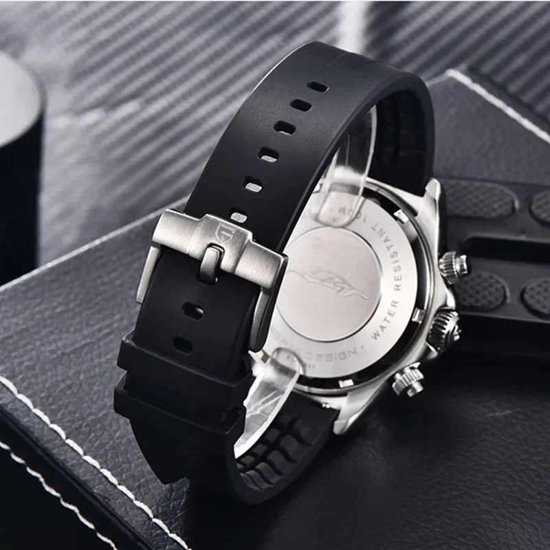 PAGANI DESIGN Luxury Brand Rubber Quartz Chronograph Watch Men Japan VK63 Movt Sapphire Glass Waterproof Clock Reloj Hombre