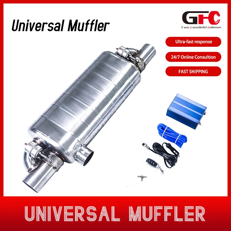 

Universal Exhaust Muffler With Vacuum Valve Control System SUS304 With Control Key Kit