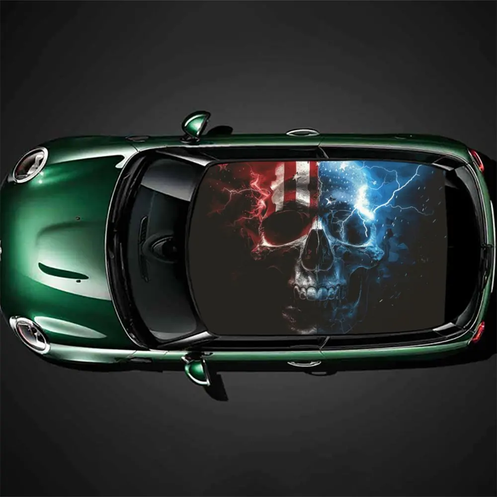 

Thunder pattern car skull decals, car roof graphic stickers, create a unique ride