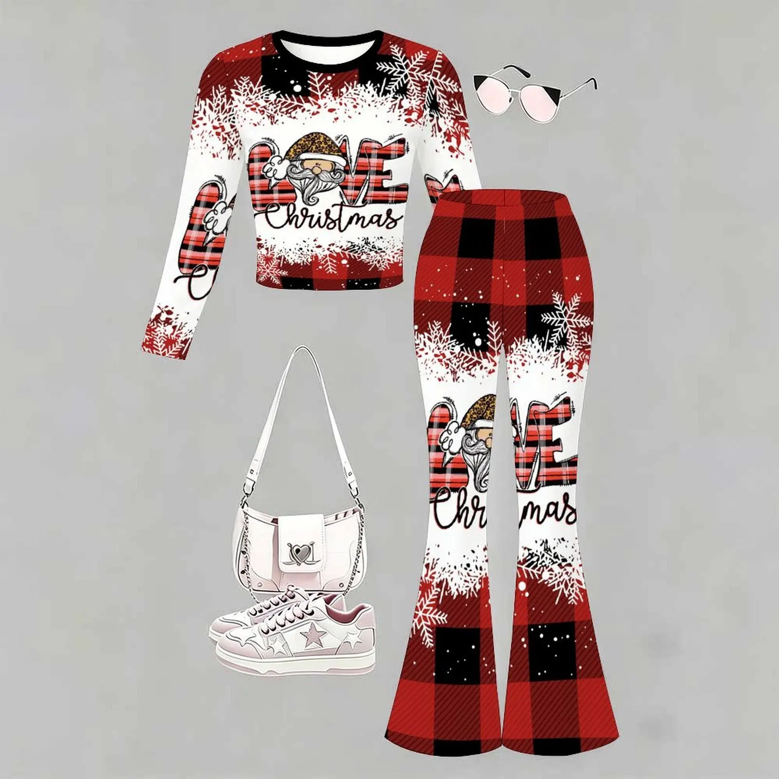 Slim Two-piece Set Fashion Bell-bottomed Pants Children's Casual Pants Autumn Winter Girls' Trendy T-shirt Jogging Pants