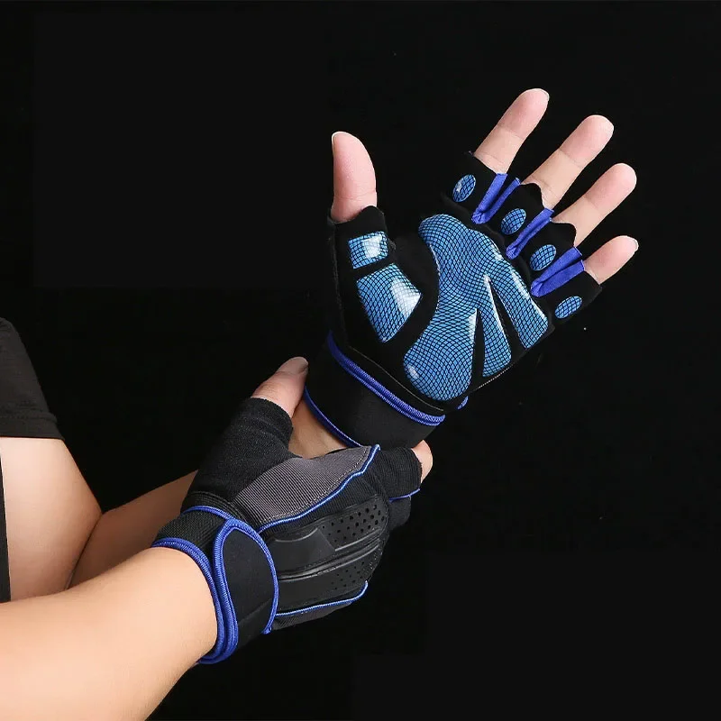 1 Paar Fitness-Anti-Rutsch-Halbfinger-Handschuhe, geeignet für Radfahren, Reiten, Motorrad, Männer und Frauen, Skifahren, schwarze Handschuhe