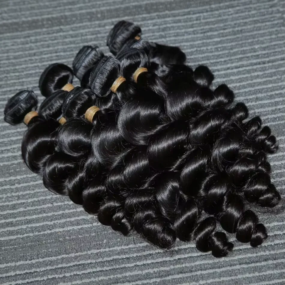 30 34 Inch Losse Golf Raw Burmese Krullende Bundels Haarverlengingen Dubbele Weft Remy Natuurlijk Zwart Golf Bundels Snelle Weving - afbeelding 2