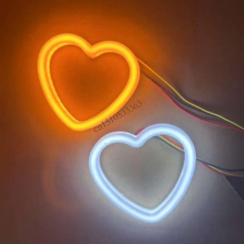 090E Auto Rijden Waarschuwingslampje Mistlamp DRL Licht Auto LED Angel Eyes Ringen Hartvormige Ringen Mobiele APP Controle