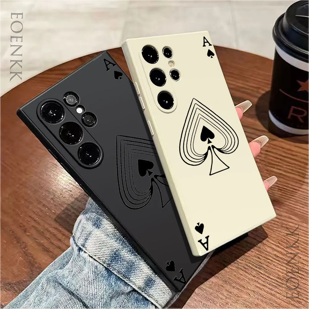 The Ace of Spades Pattern Phone Case For Samsung Galaxy S24 S23 S22 S21 S20 Ultra Plus FE A33 34 A52 53 A54 A71 A72 A73 5G Cover