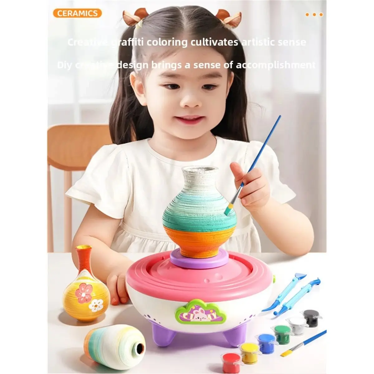 

Электрический мини-гончарный круг (FDDT) для лепки без обжига, набор для творчества из глины для детей и школьников, подарок на день рождения