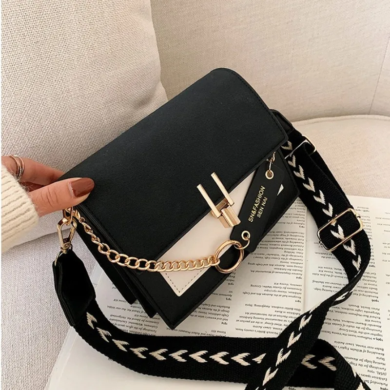 Autumn and winter bag women\'s Korean version of the one-shoulder crossbody fashion matte contrasting small square bag