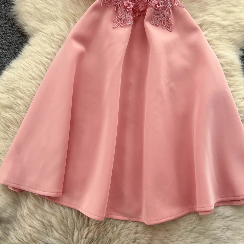 Robe rétro élégante en velours ajouré, col en v, slim, décontractée, taille haute, robes de cérémonie pour femmes