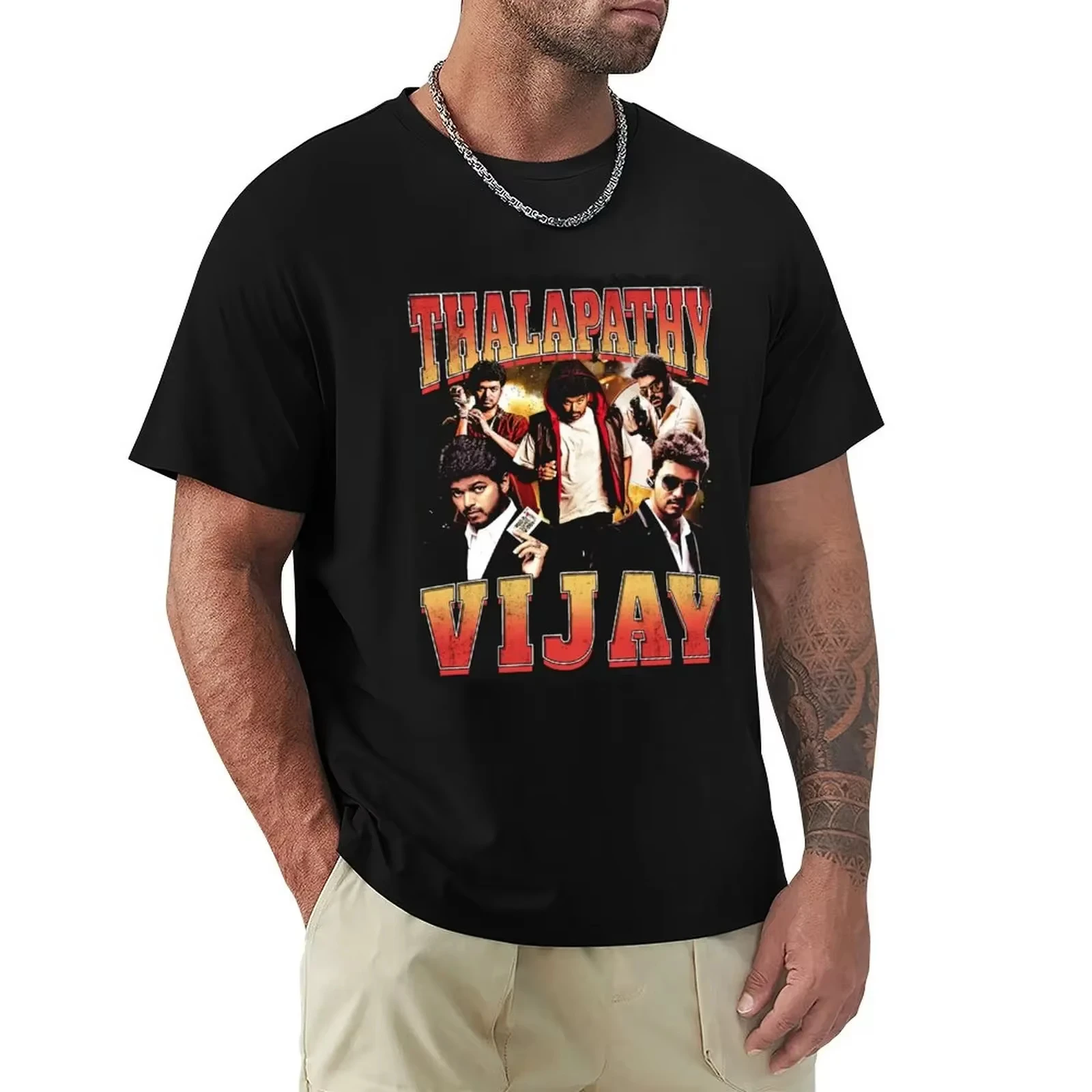 

2026 Vijay Graphic T-Shirt - Elegant Black T-shirt Available in Both Men's and Women's Sizes Made of Cotton Suitable for Summer.
