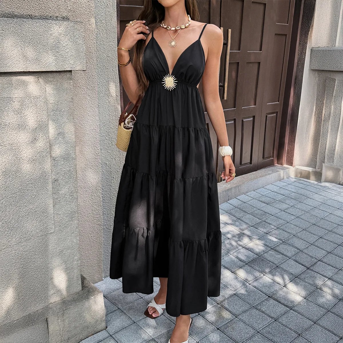 2026 Versatile Spaghetti Strap Maxi Dress Women Dress Elegant Fashion Beautiful Women's Dresses Party Night Dresses Evening