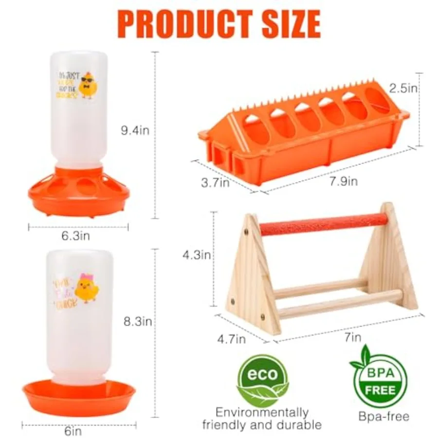 【Spot goods】Chicken Feeder and Waterer SetAutomatic 1L Chick Feeder and Waterer with 2 Wooden Perch Baby Chicks Supplies for Du view 3