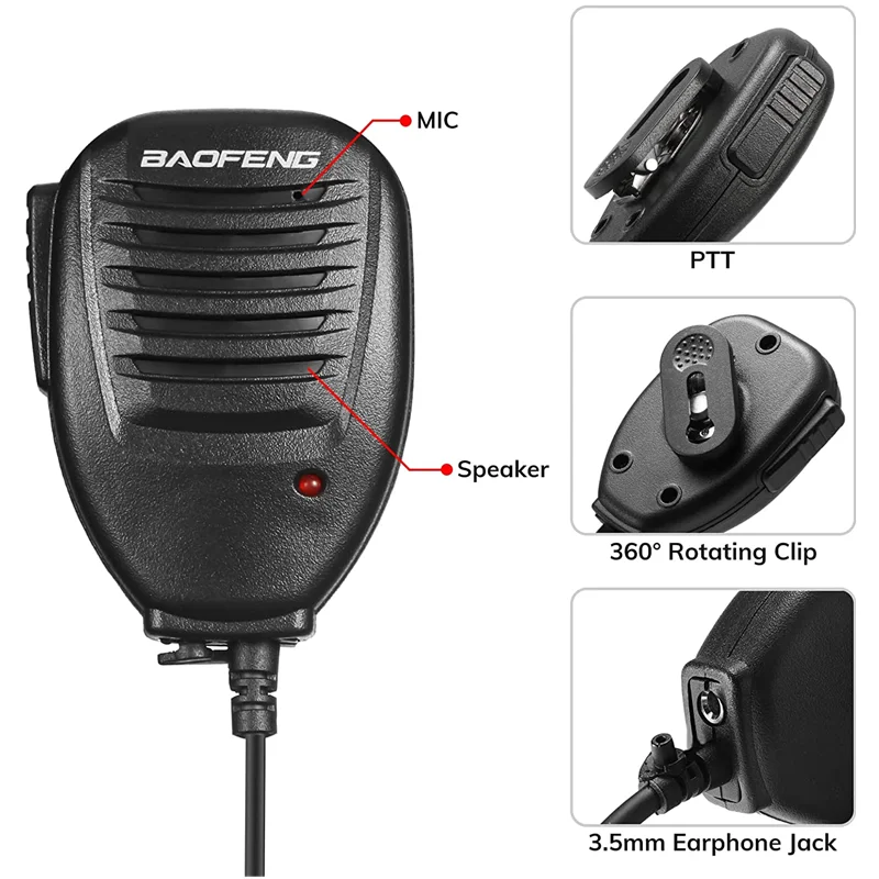 Baofeng Handheld Speaker Microphone For BF-UV-9R Plus UV-XR Pro GT-3WP Walkie Talkie Two Way Radio Accessories