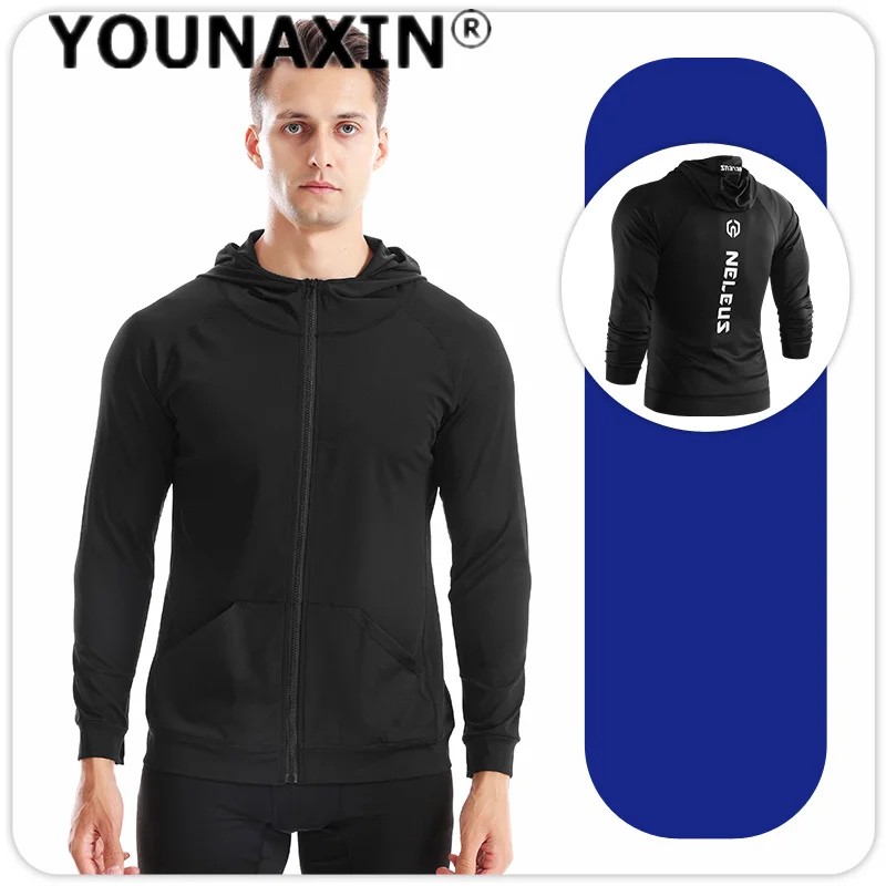 Men's Clothing Hooded Long-sleeved Fitness Sports Outdoor Fishing Tops Running Basketball Training T-shirts M L XL 2XL 3XL