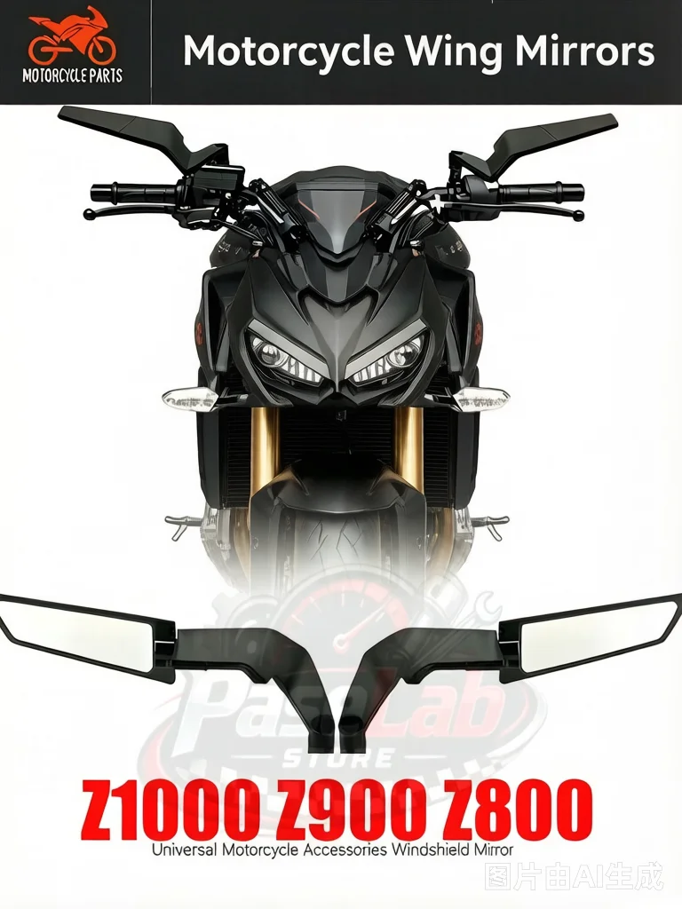 Motorrad-Spiegel, modifizierter Windflügel, verstellbarer, drehbarer Rückspiegel für Z1000 Z900 Z800 Z750 Z650 Z400 Z300 Z250 Z125