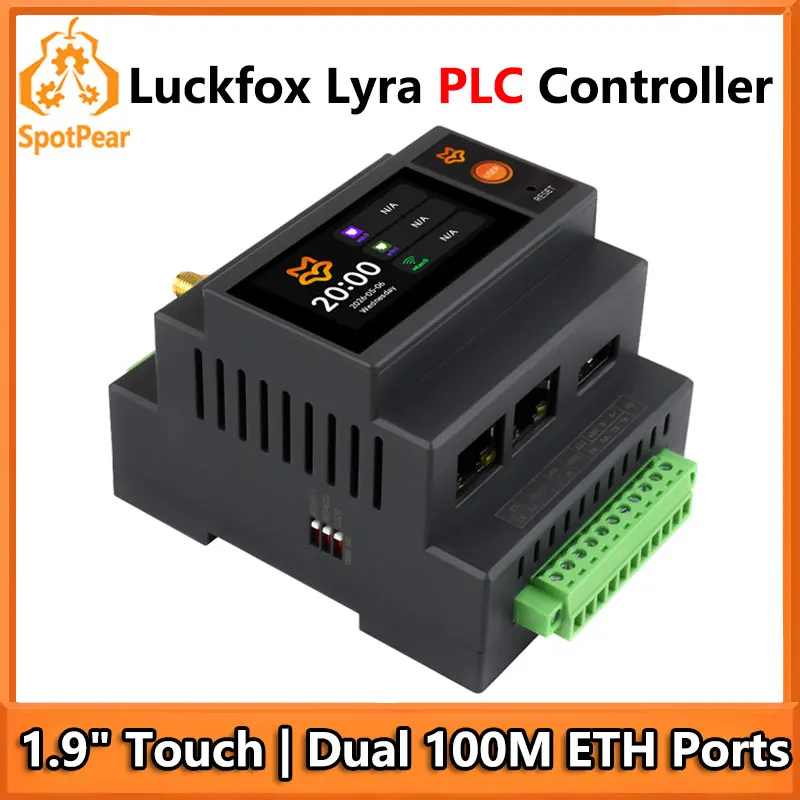 Luckfox Lyra PLC RK3506B Programmable Logic Controller 1.9inch LCD Touchscreen Dual 100Mbps Ethernet Ports