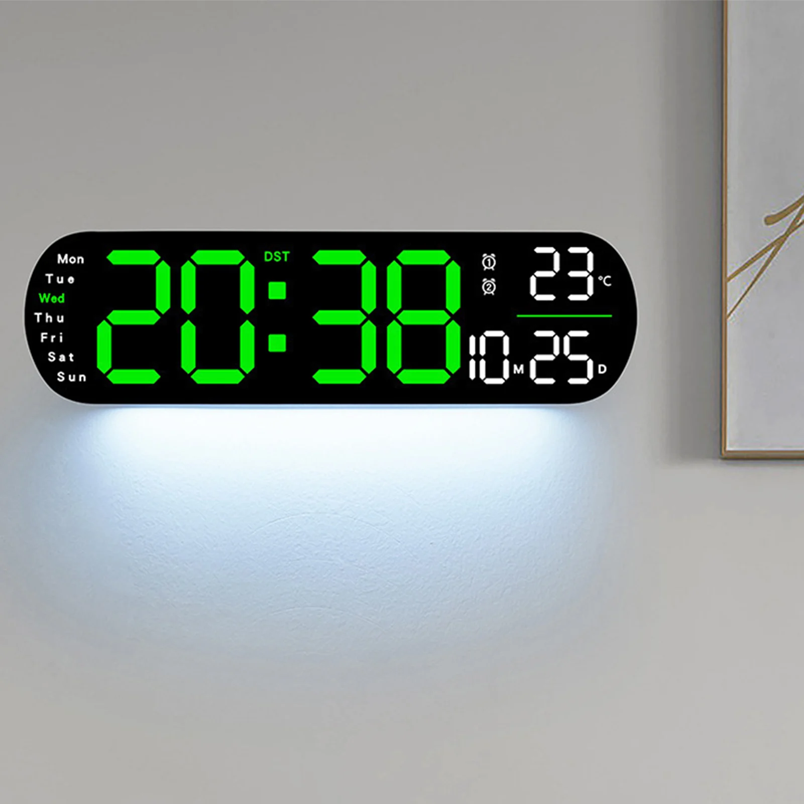 LED Digital Wall Clock Multifunctinal Large-Screen Display Desk Clock Adjustable Light with Remote Control Simple Home Decors