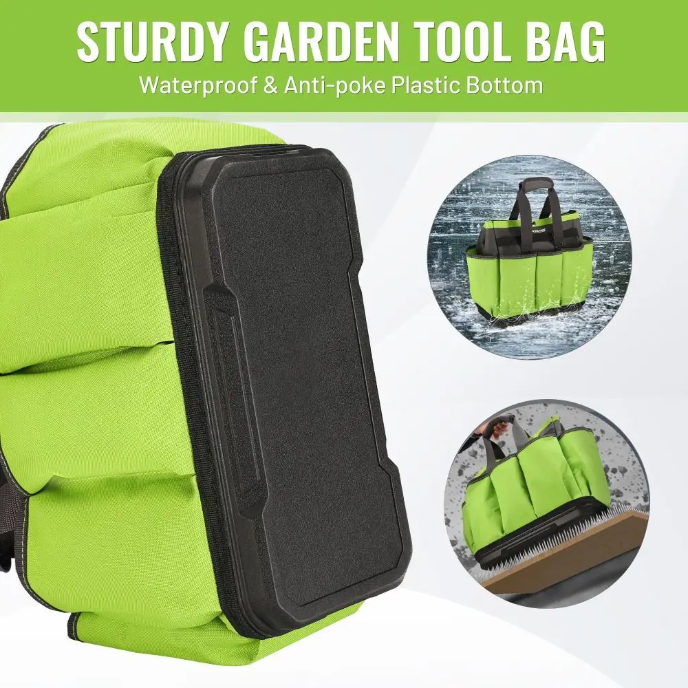 Heavy Duty Garden Tool Organizer 8 Pockets Plastic Base Garden Tool Bag Tool Organization Oxford Woodworking Handheld Tool Bag