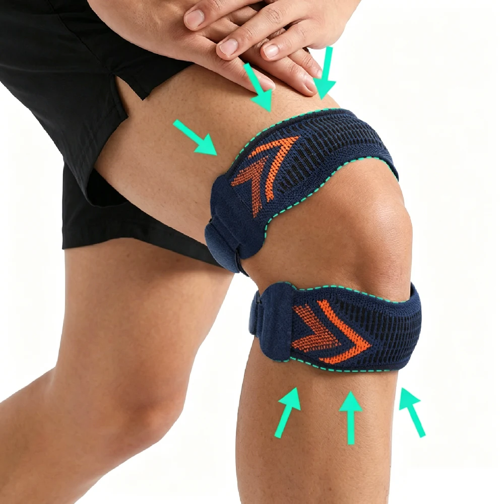 Breathable Patellar Stabilizing Strap, Dual Silicone Buffer Knee Support, Freely Adjustable Knee Band For Jumpers Knee Relief