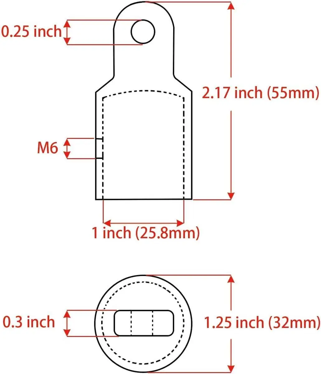 Top Cap Fits 1 inch OD Round Tubing Stainless Steel External Eye End Boat, Fitting Boat Marine Hardware