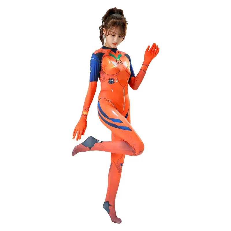 

CyJapanese Anime Asuka Langley Soryu Mari Rei Ayanami Cosplay Costume EVA Asuka Test Jumpsuits Zentai Suit Bodysuit For Hallowee