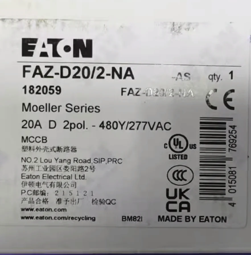 

New Original Eaton miniature Circuit breaker FAZ-D20/2-NA