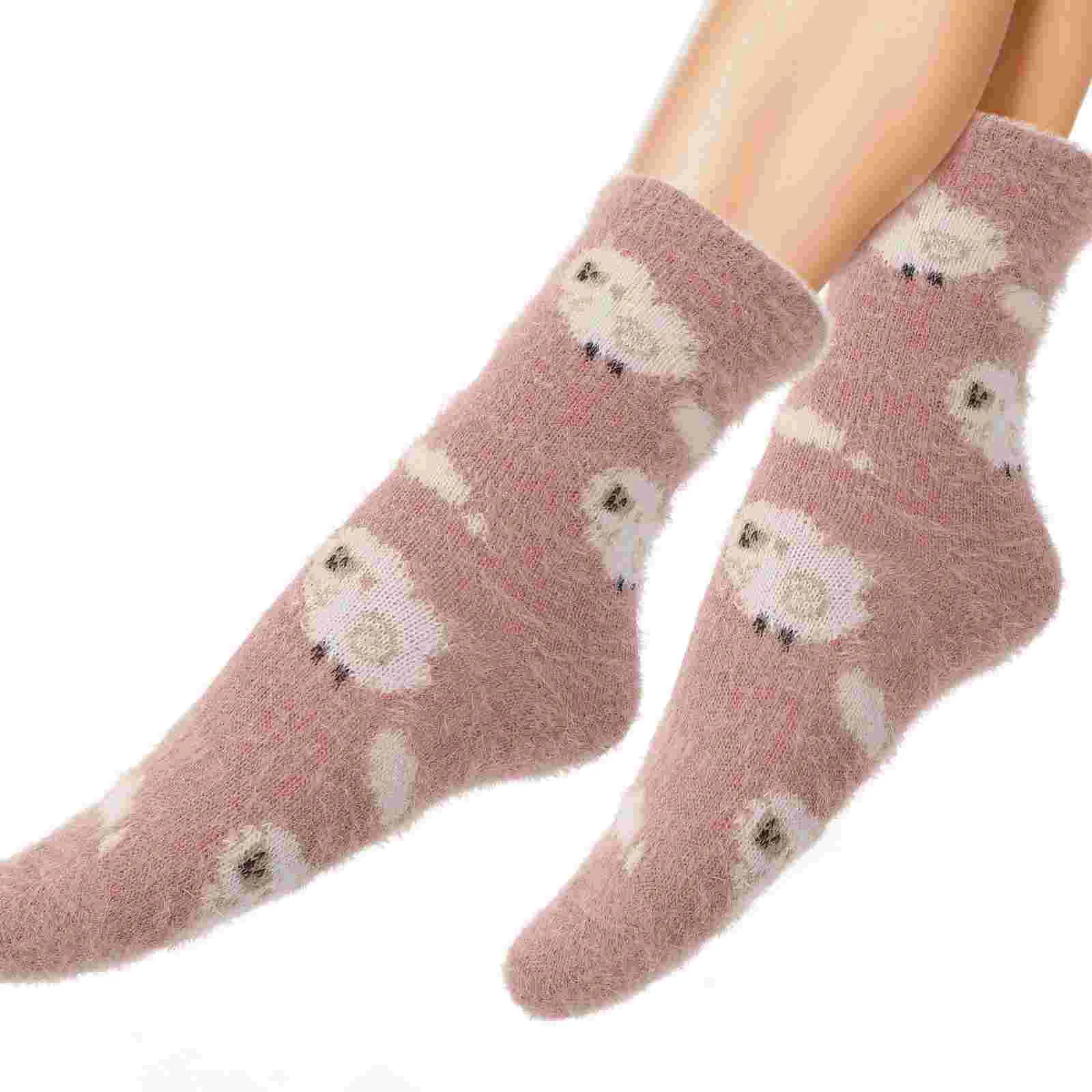 Ordinary Coral Fleece Socks Miss Winter Fluffy Slides Shoes for Women Dressy Running