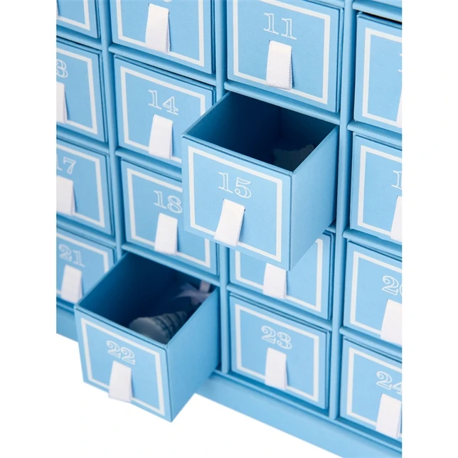 Customized queryWholesale Light Blue High Quality Luxury Empty Christmas Advent Calendar Jewelry in Box
