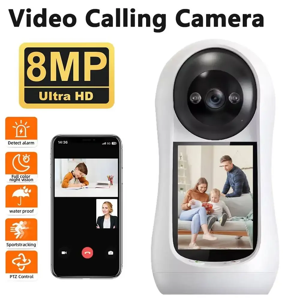 

Video Calling PTZ Camera 8MP Wireless WIFI IP Camera Baby Monitor Two-Way Audio Night Vision Indoor Alarm Push Video Surveillanc