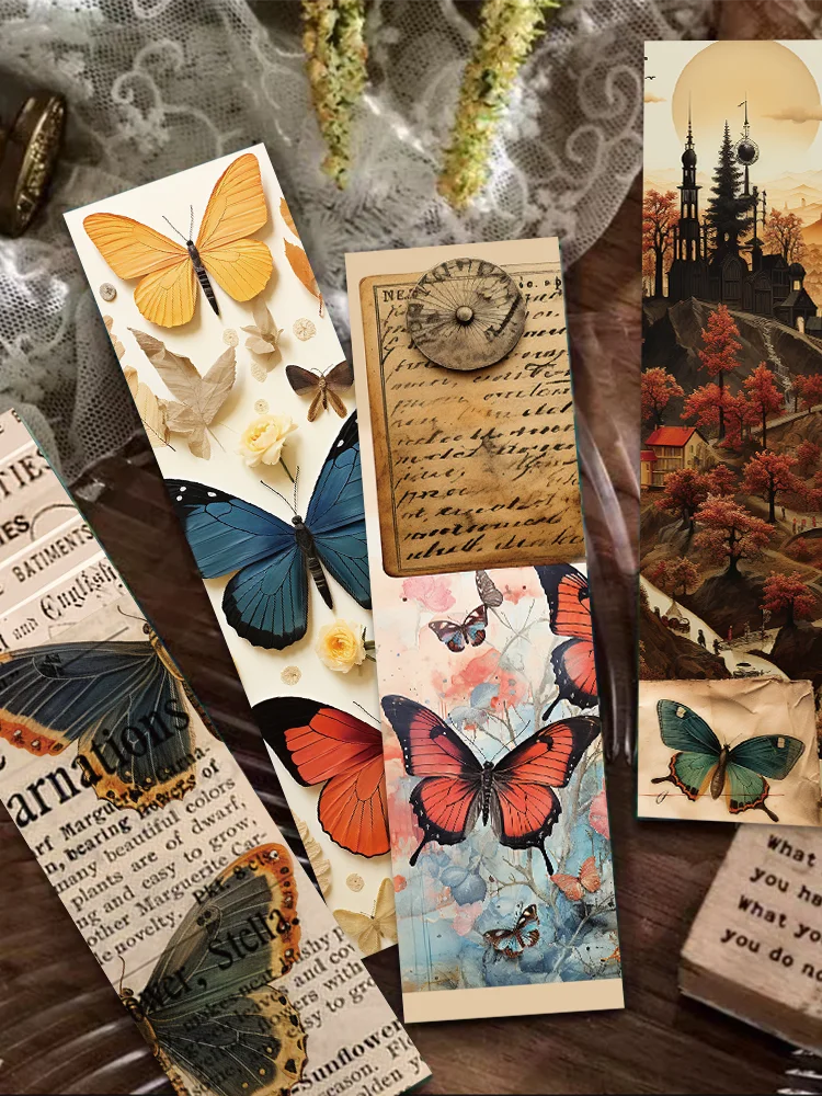 Borboleta vintage Bookmarks para estudantes, Cartão Art Classical, Notas Diário, Páginas de leitura, Marcadores de livros, Estudante Suprimentos,