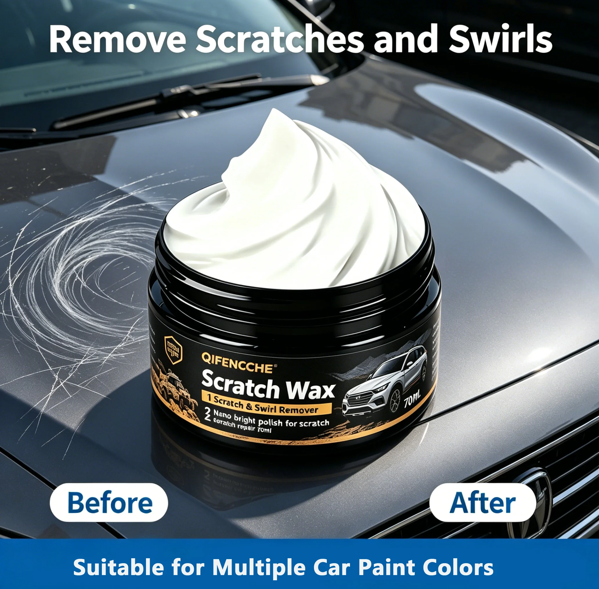 Car Scratch  Wax Nano Brightening Swirl Marks Repair Universal for All Car Paint Colors Auto Detailing Paint Restoration