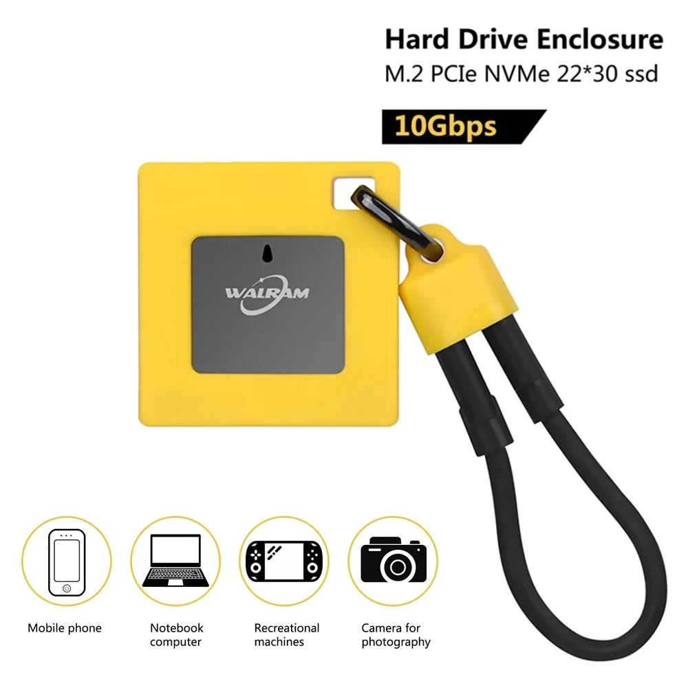 

WALRAM 2230 M.2 NVMe SSD Enclosure USB 3.2 Gen 2 10Gbps USB Type-C to NVMe PCI-E M.2 SSD Case External SSD for Phone Laptop PC