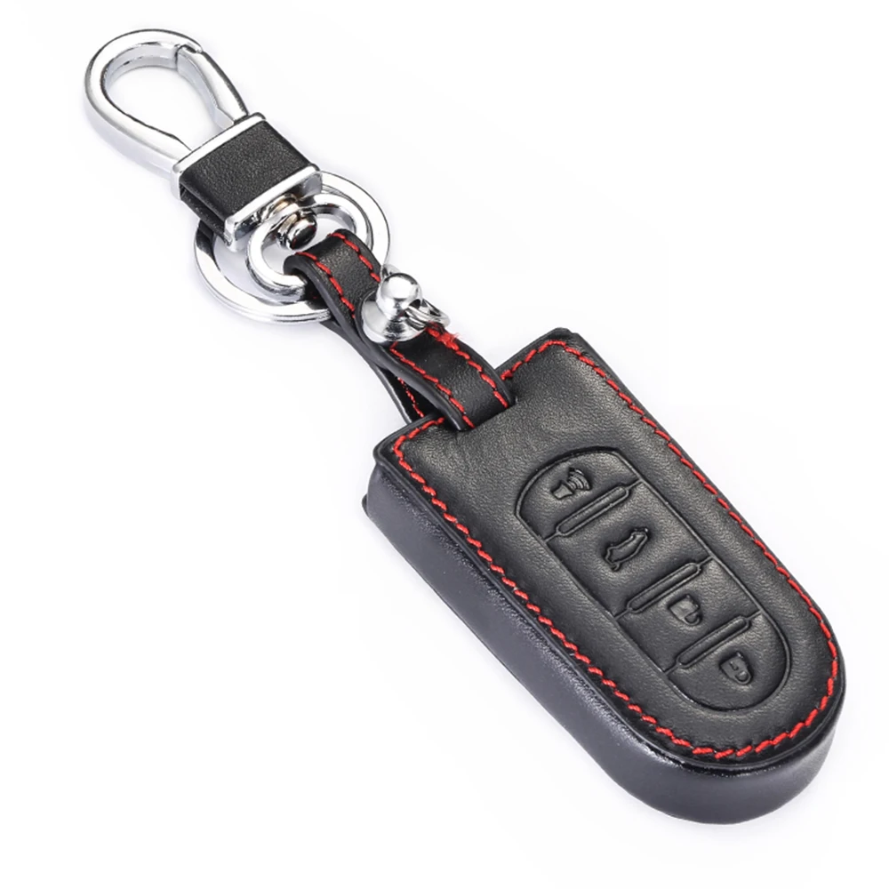 Leather Car Key Case Keychain Cover For Toyota Rush Axia Daihatsu Tanto Perodua LA600S LA800S LA610S LA150S Wake Thor Accessory