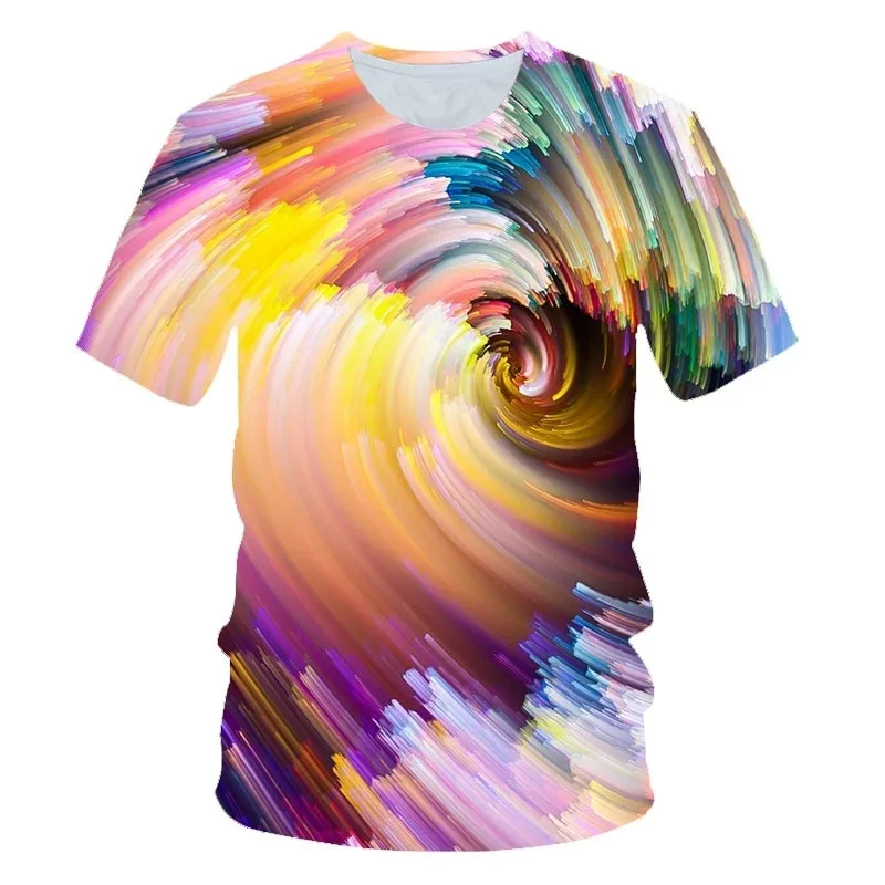 Summer Colorful Funny 3D Printing T Shirt Short Sleeve Men Women Streetwear Whirlpool Psychedelic Tshirt Fashion Casual Tops