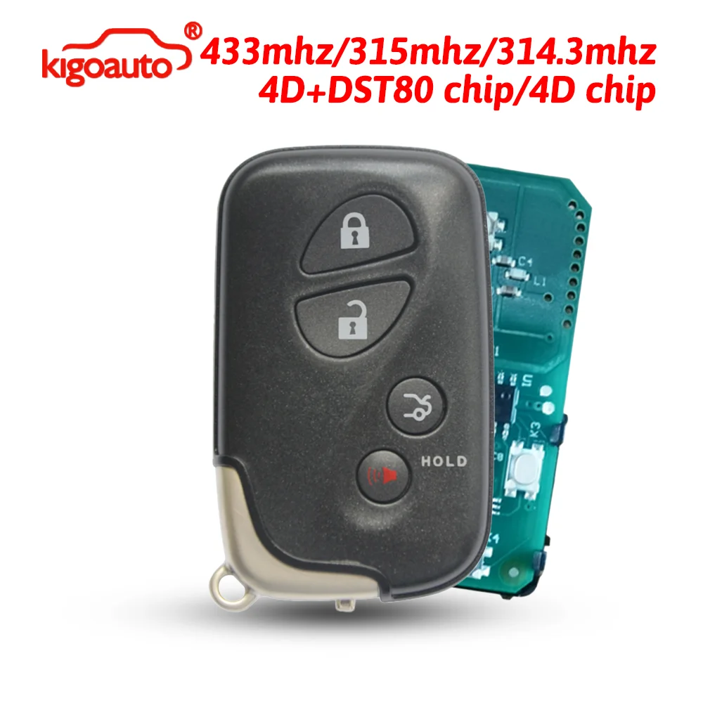 

kigoauto Smart Key 4 Button 314/315MHz 4D Chip for Lexus ES IS GS LS HS 2006-2014 FCC HYQ14AAB/ACX/AEM Trunk