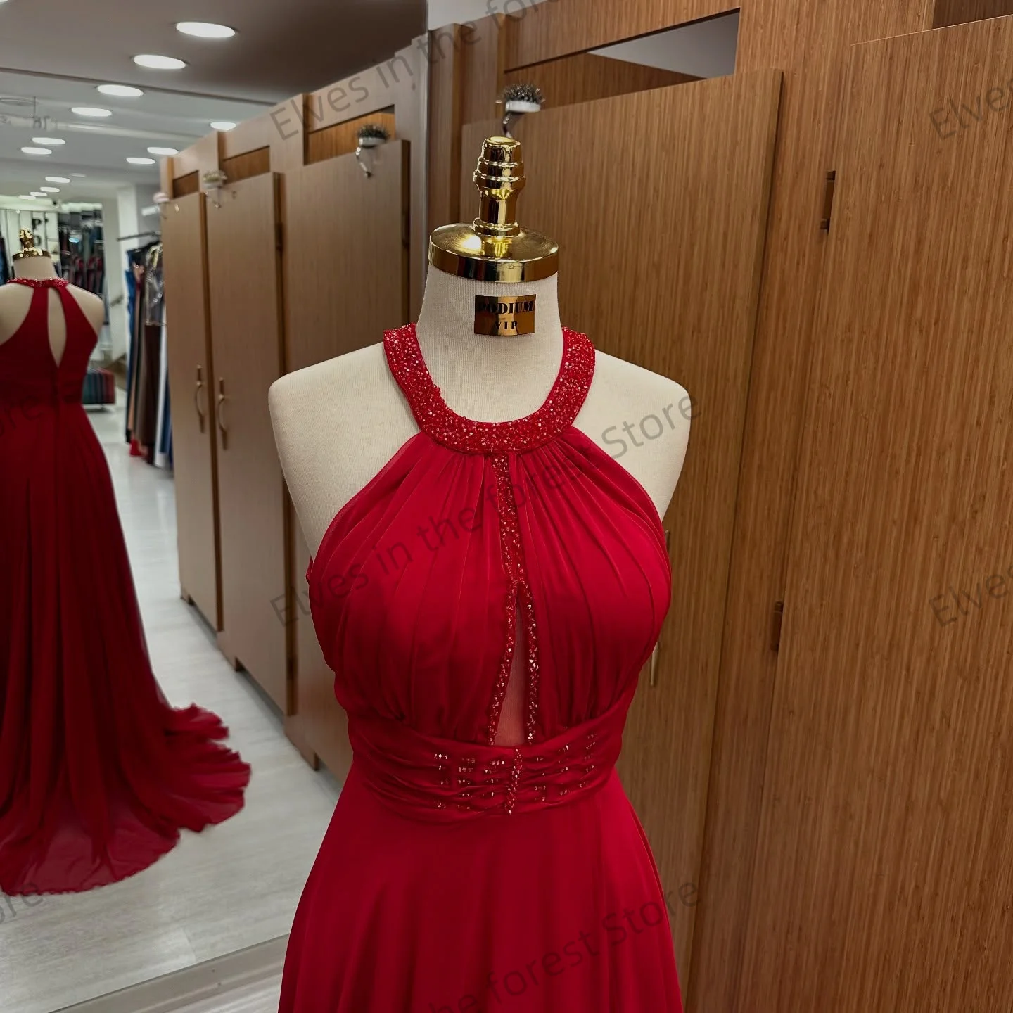 Charmante robe de soirée rouge brillante, ligne A, sans manches, longueur au sol, personnalisée, Sexy, dos nu, robes d'invitées de mariage