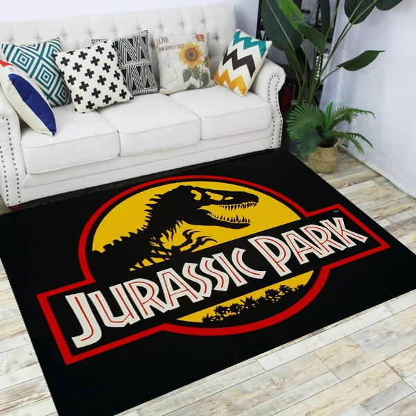 Jurassic Park Dinosaur Cartoon Carpets Rugs Non-slip Area Rug for Living Room Bedroom Foot Pad Decoration,Child Game Floor Mat