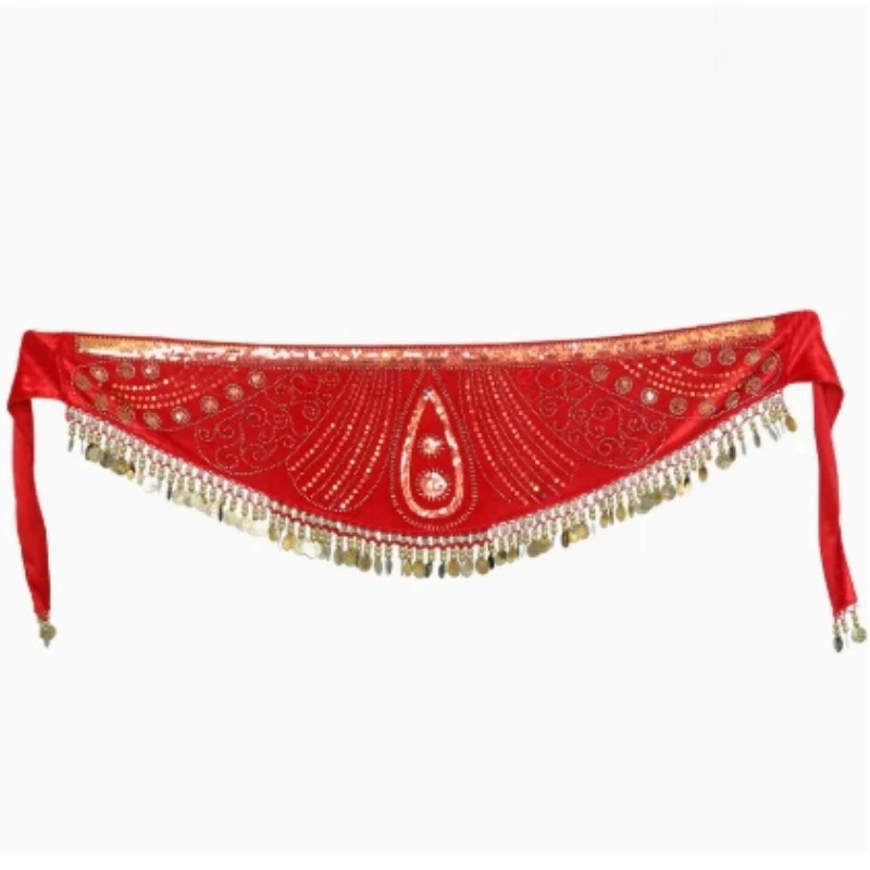 Baumwollstickerei Bauchtanz Hüfttuch 6 Farben Damen Orientalischer Indischer Bauchtanz Münzgürtel Unterrichts- und Übungskostüm Dekoration – Detail 7